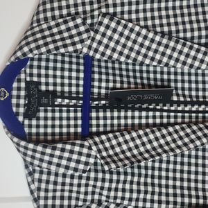 Rachel Zoe Buffalo Check 3/4 Rouged Sleeve Blazer Jacket